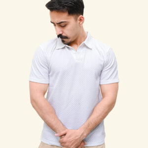 Premium white textured polo t shirt