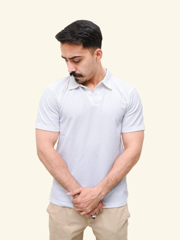 Premium white textured polo t shirt