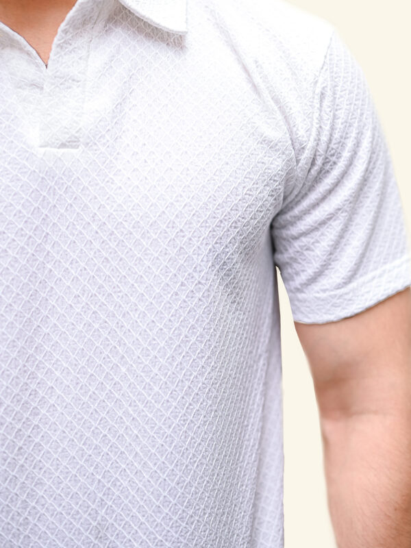 Premium white textured polo t shirt
