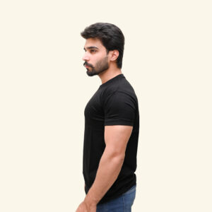 black plain cotton T-shirt