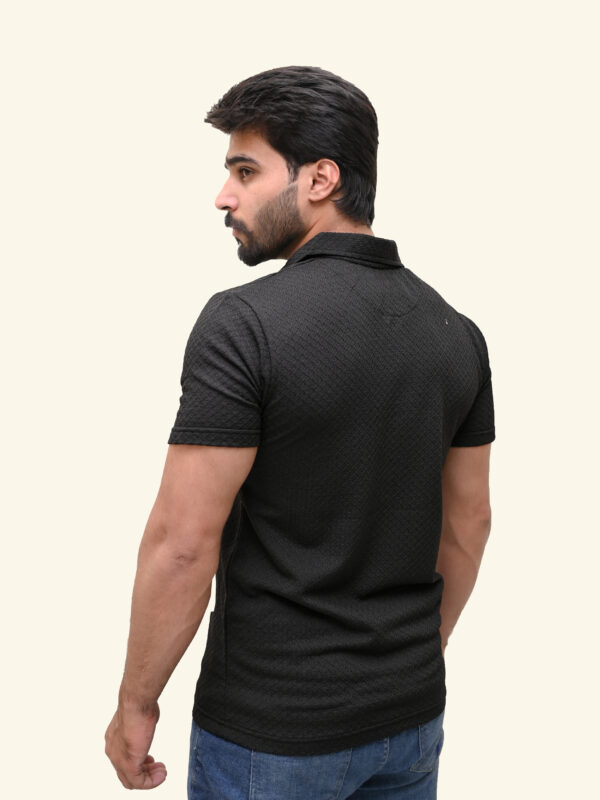 Premium BLACK textured polo t shirt
