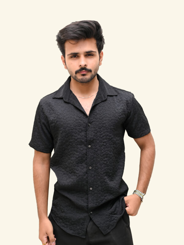 Classic Textured Button Shirt - Half Sleeve Comfor