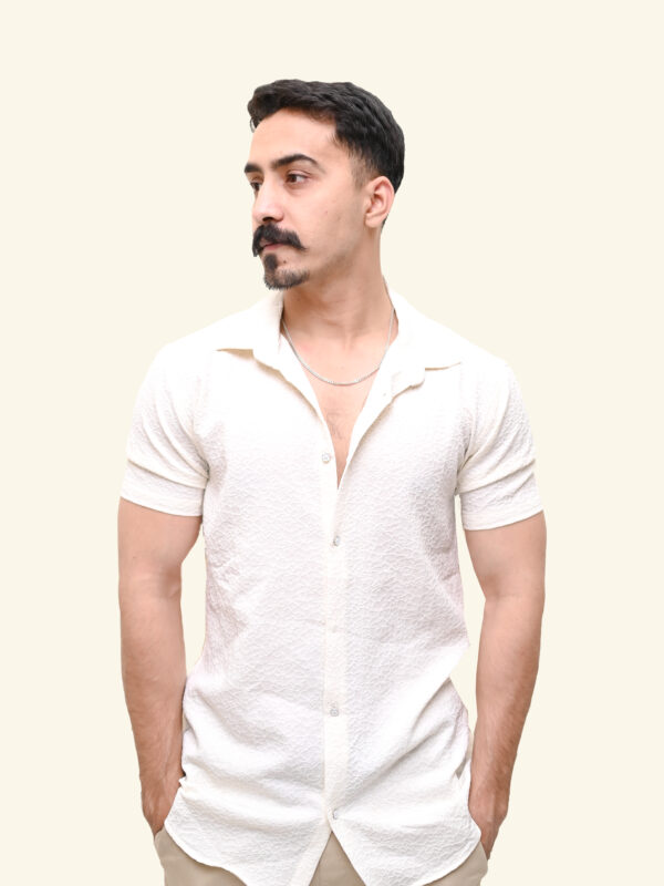 Classic Textured Button Shirt - Half Sleeve Comfor
