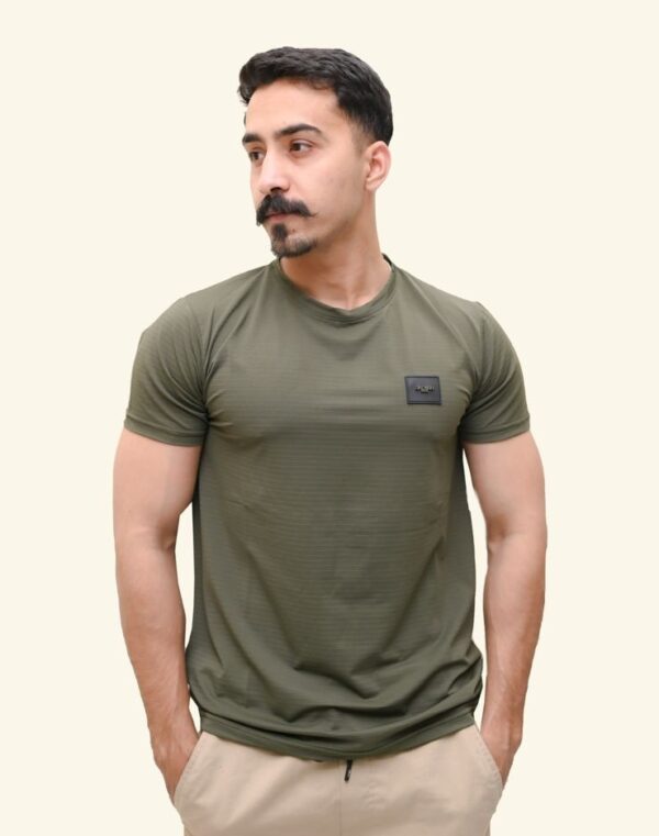 China Fabric Green Crew Neck Tee - Wrinkle-Free & Ultra-Soft